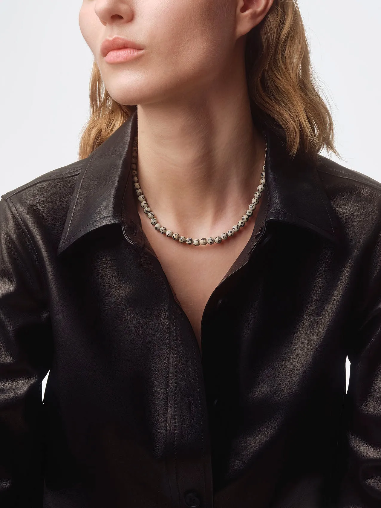 Saylor Diaspro Dalmata and Palladium-Plated Necklace