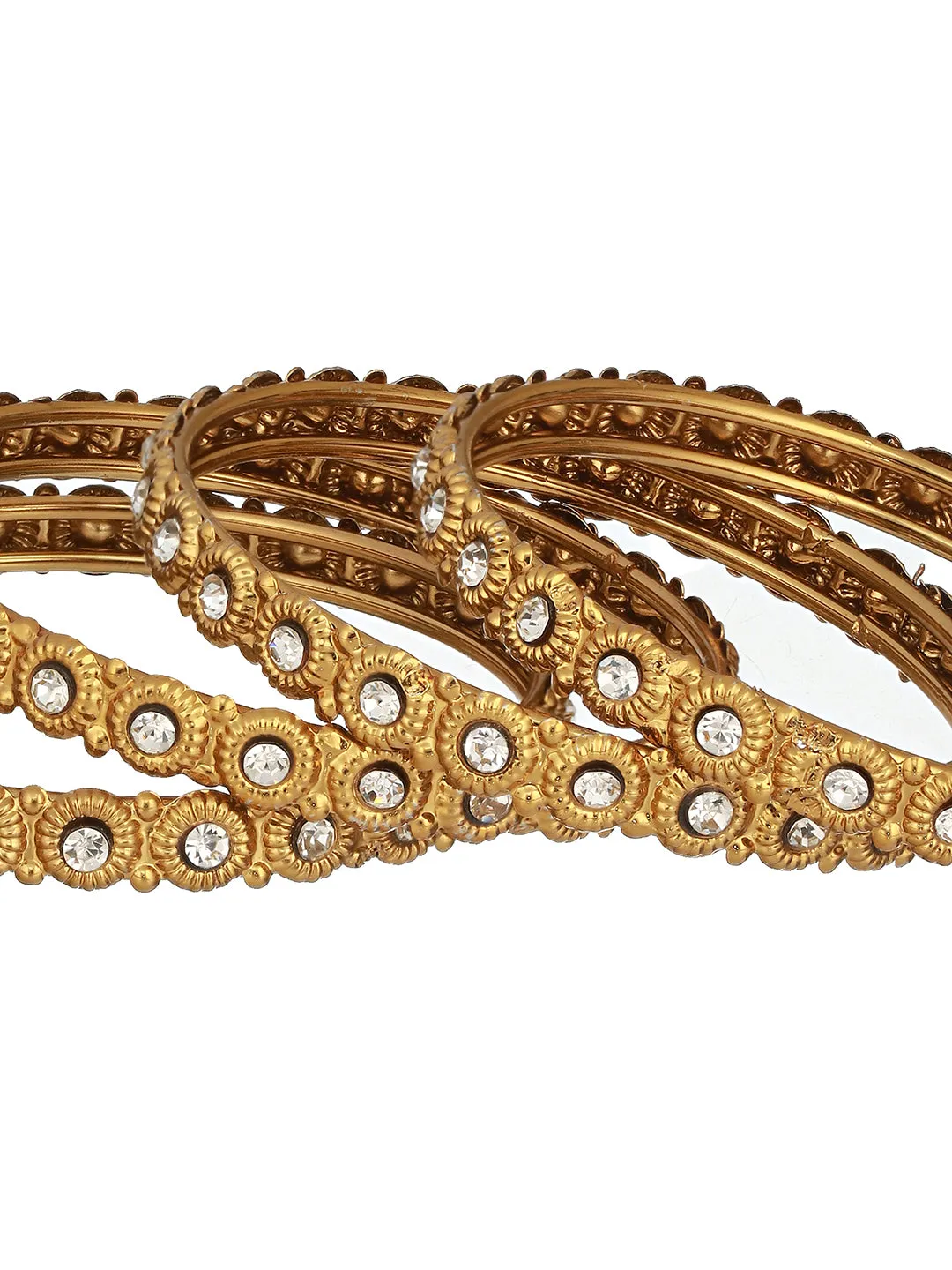 Set Of 4 Gold-Plated Cz-Studded Bangles