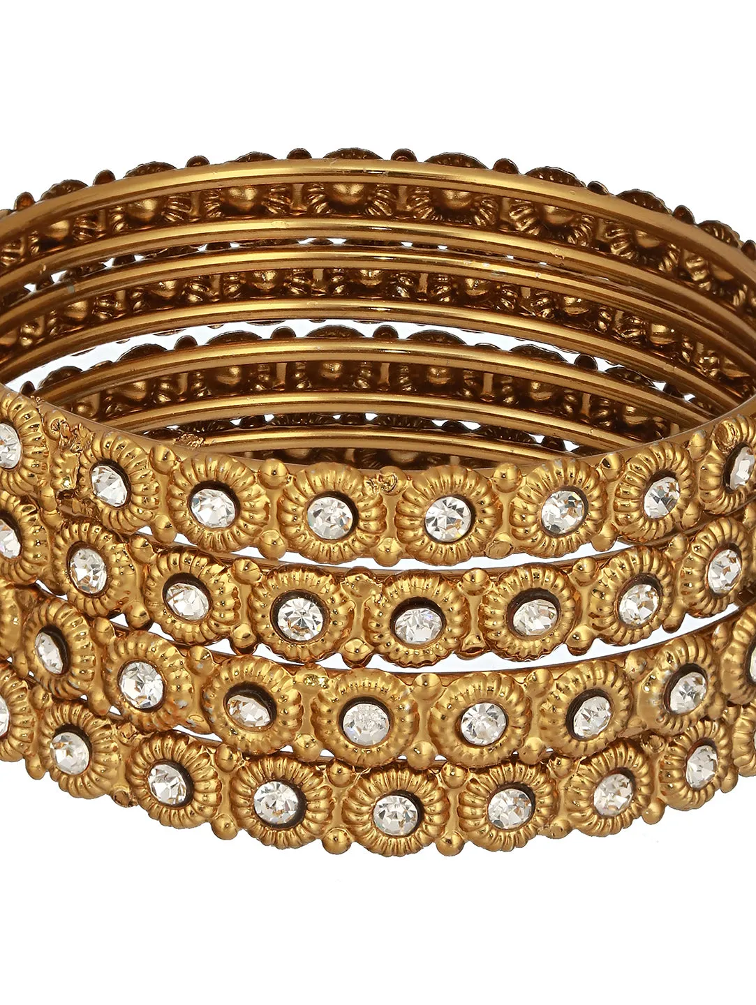 Set Of 4 Gold-Plated Cz-Studded Bangles