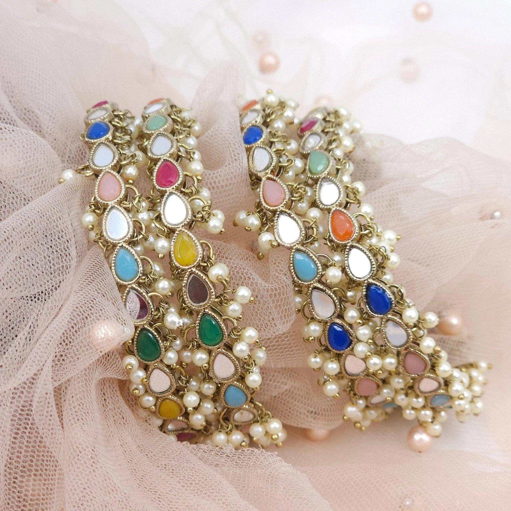 Set of 4 Mirror Bangles - Gold Multicolor