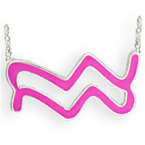 Silver Brass Chain Pendant with Epoxy in Rose for Women Style SNK09PINK