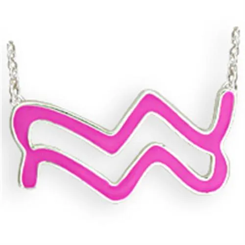 Silver Brass Chain Pendant with Epoxy in Rose for Women Style SNK09PINK