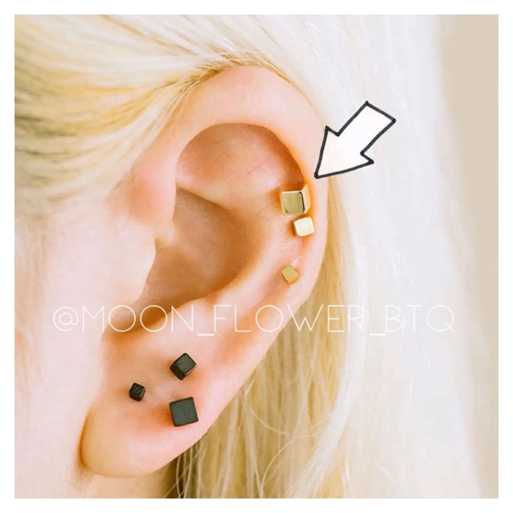 Silver Cube Barbell Earrings