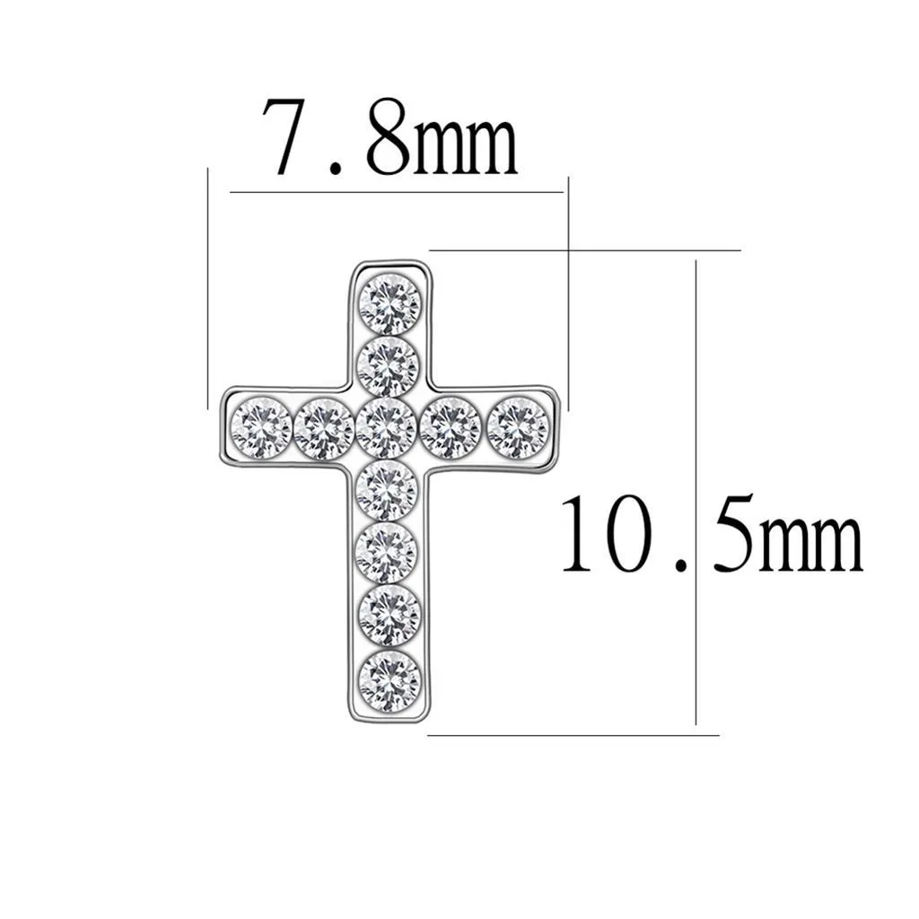 Silver  e-coating Brass Earrings with Top Grade Crystal in Clear for Women Clear Stone Color Style LO4665