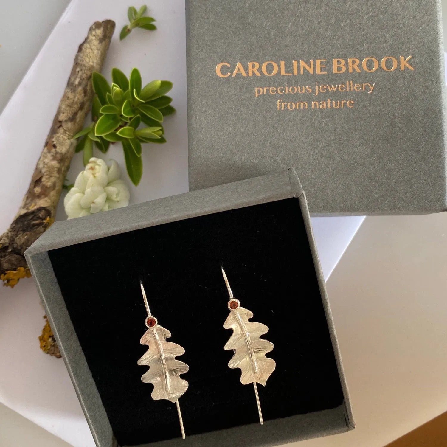 Silver Oak Leaf Drop Earrings, Oak Leaf Woodland Earrings, Elvish Earrings