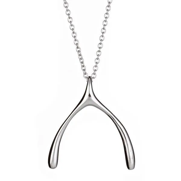 Silver Plated Wishbone Pendant Necklace