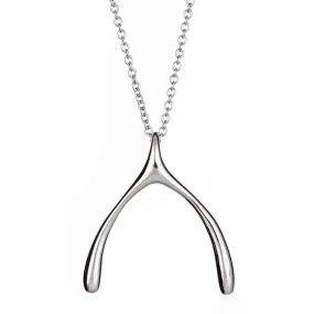 Silver Plated Wishbone Pendant Necklace