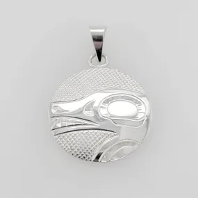 Silver Round Bear Spirit Pendant