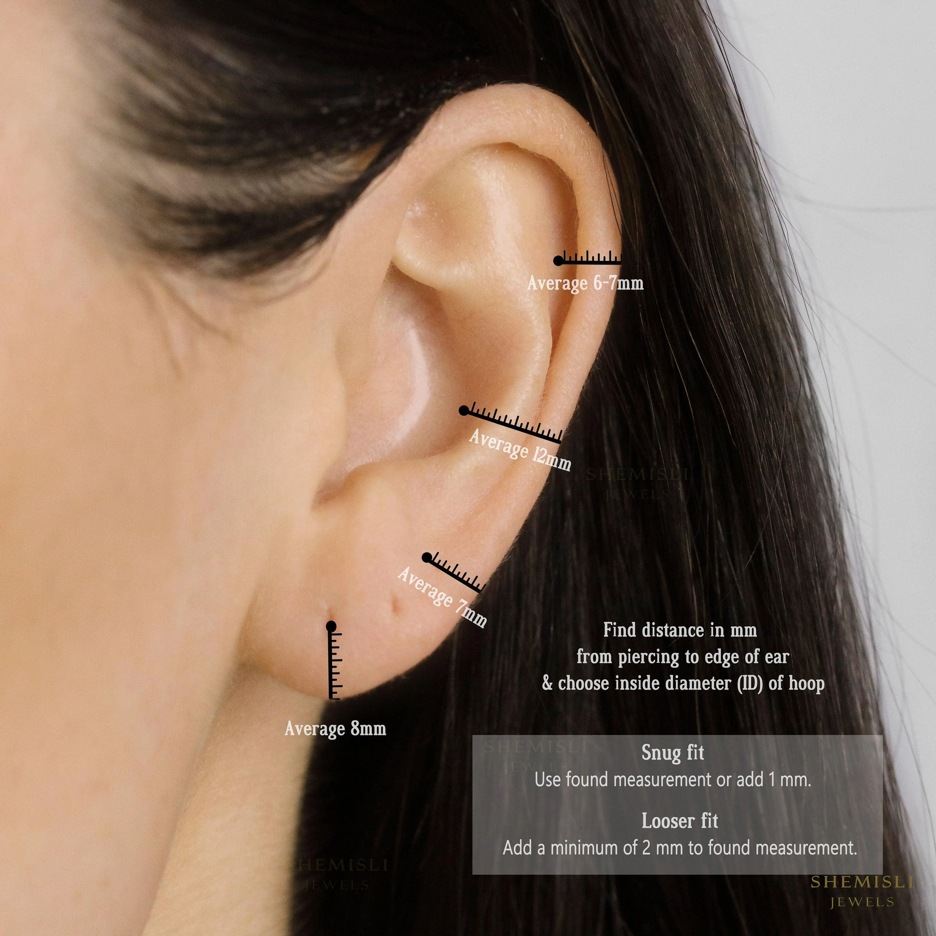 Single Stone Beaded Cartilage Hoops, Gold, Silver SHEMISLI SH444