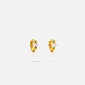 Single Stone Beaded Cartilage Hoops, Gold, Silver SHEMISLI SH444