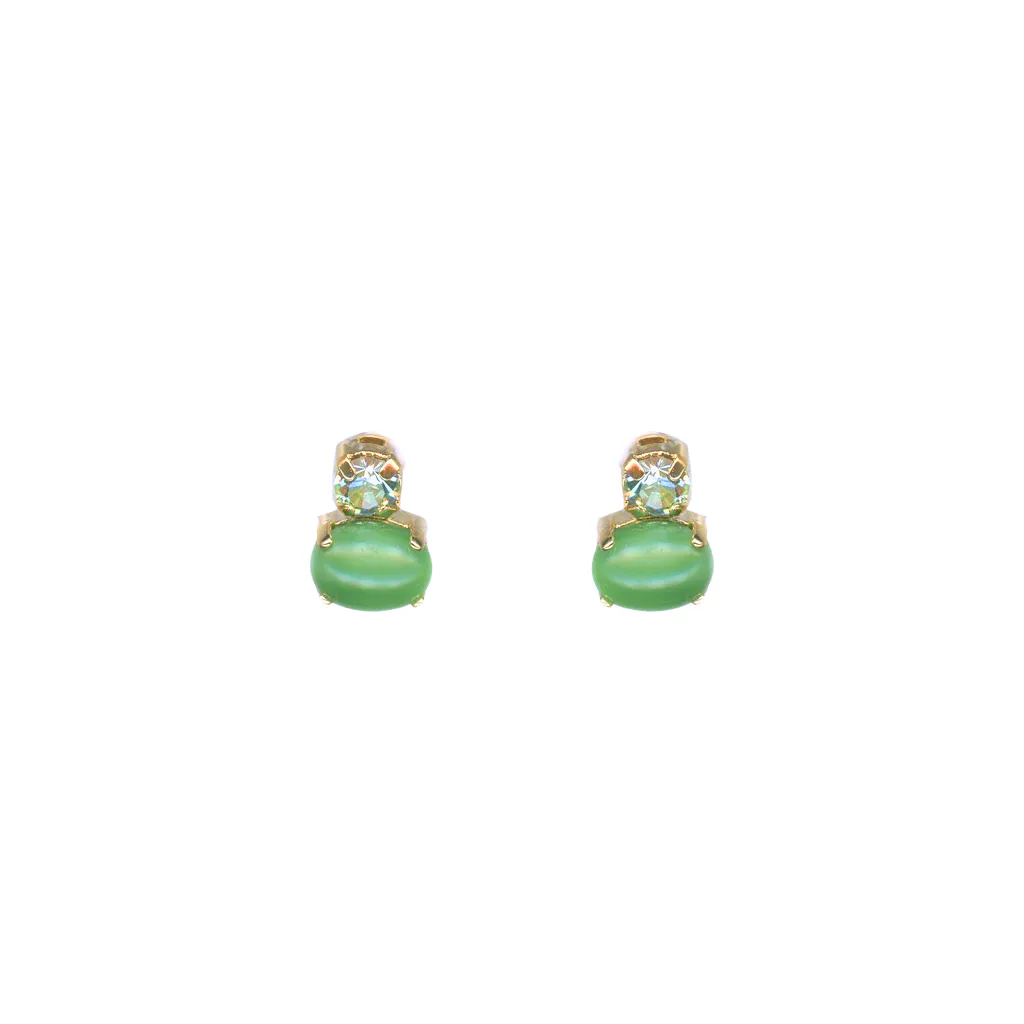Small Oval and Round Earrings in "Ivy Villa" - Yellow Gold