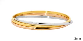 Stainless Steel 3Mm 3 Tone Ip Plated Russian Bangle
