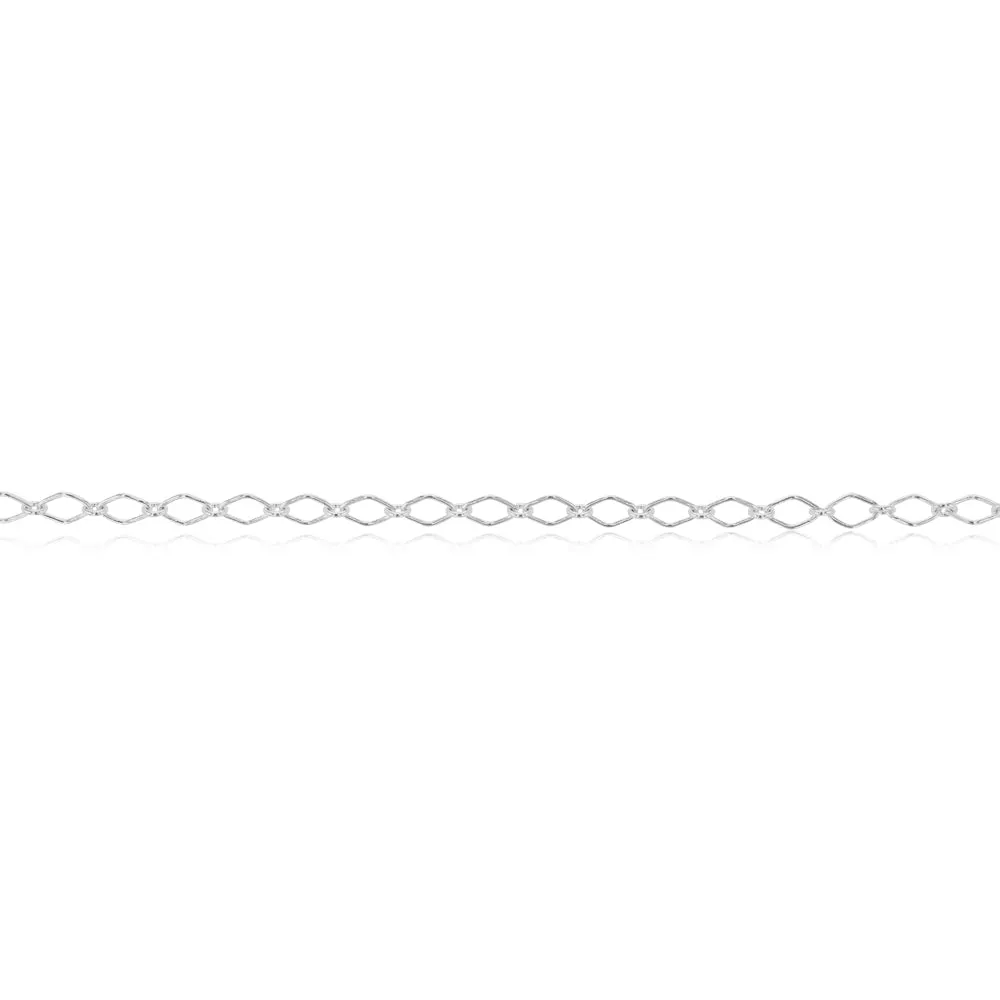 Sterling Silver 20cm Fancy Diamond Shaped Bracelet