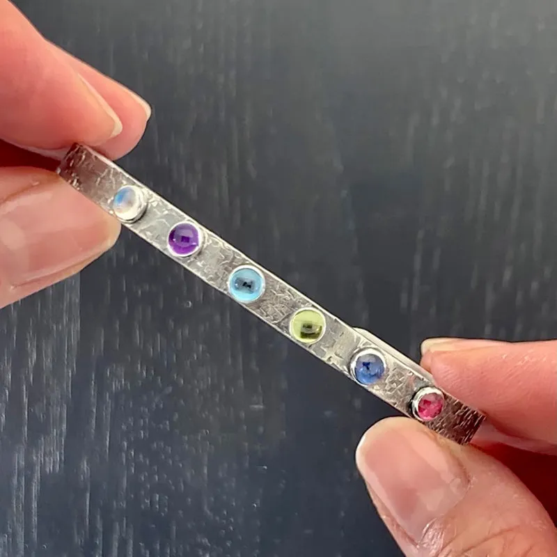 Sterling Silver and Gemstone Cuff Bracelet Customizable