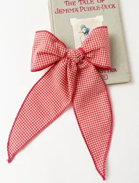 Storybook Bow in Tomato Mini Check