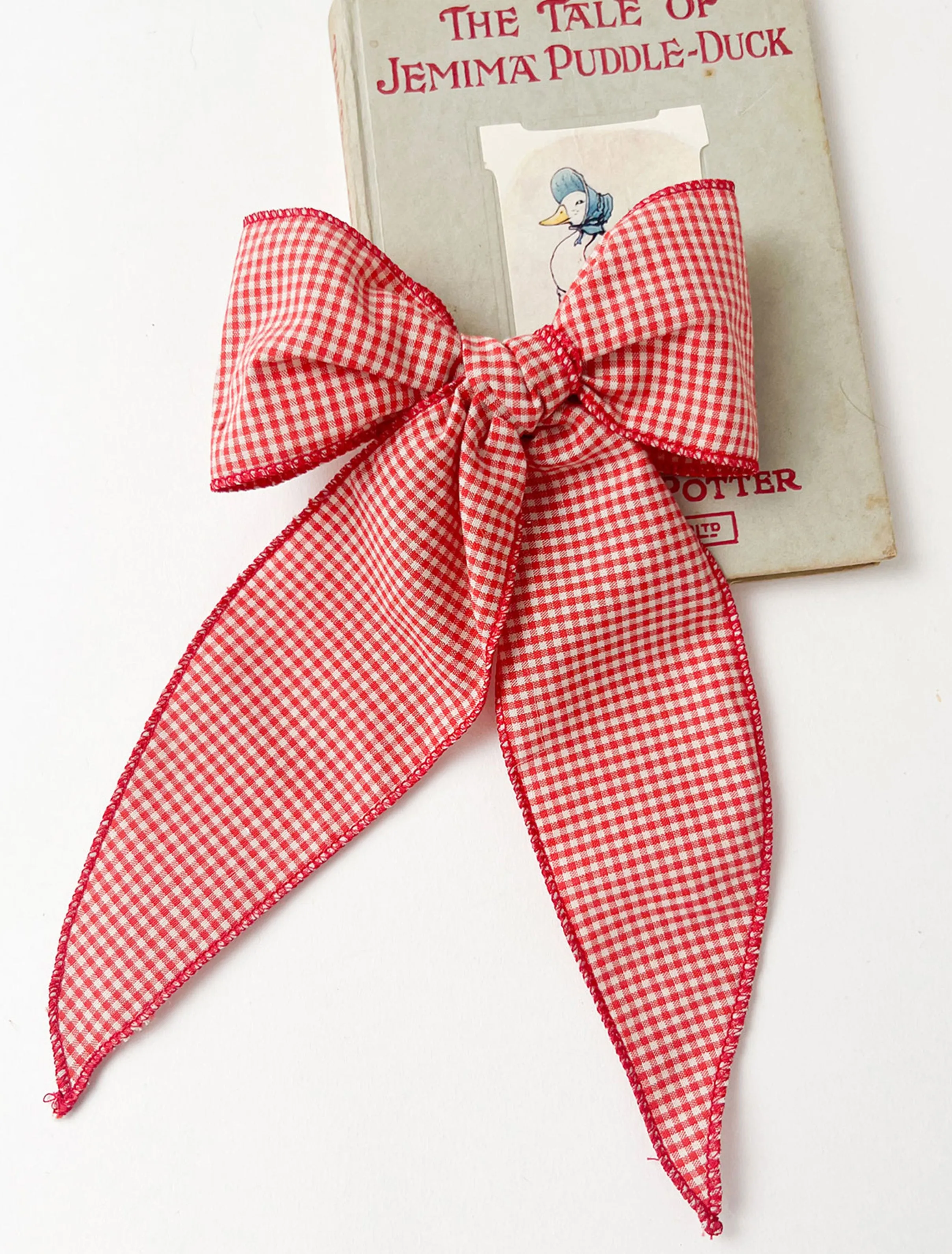 Storybook Bow in Tomato Mini Check