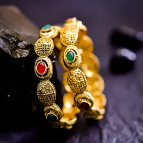 Sukkhi Alluring Multicolor Polki Stone Gold Plated Traditional Set Of 2 Bangles for Women