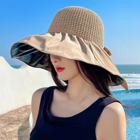 Summer Hats For Women Fashion Polka Dots  Bow Tie Design Straw Hat High Quality Sun Protection Sun Hat Travel Beach Hat