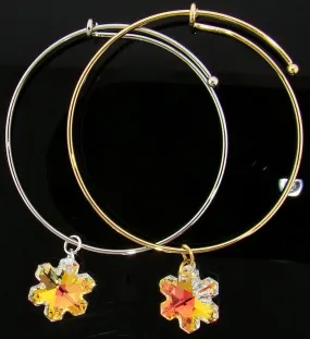 Swarovski Snowflake Charm Bangle Bracelet