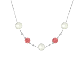 TRACEY CHEN | NECKLACE | 天然翡翠琺瑯項鍊 (白金-紅色, 深藍)