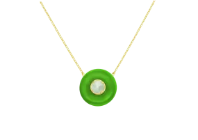 TRACEY CHEN | NECKLACE | 天然翡翠琺瑯項鍊 (黃金-綠)