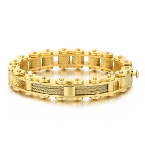 Trendy Steel Wire Bracelet for Men - Rock Fashion Vacuum Electroplated Bicycle Chain Design