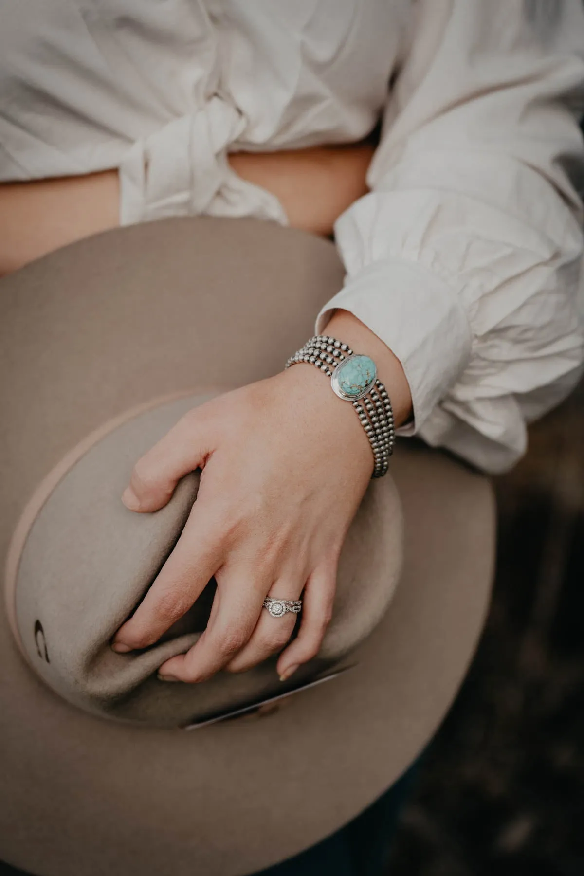 Turquoise and Navajo Pearl 4 Strand Bracelet