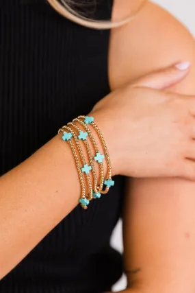 Turquoise Cross Beaded Bracelet Set