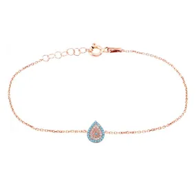 Turquoise Tear drop Rose Gold Bracelet 925