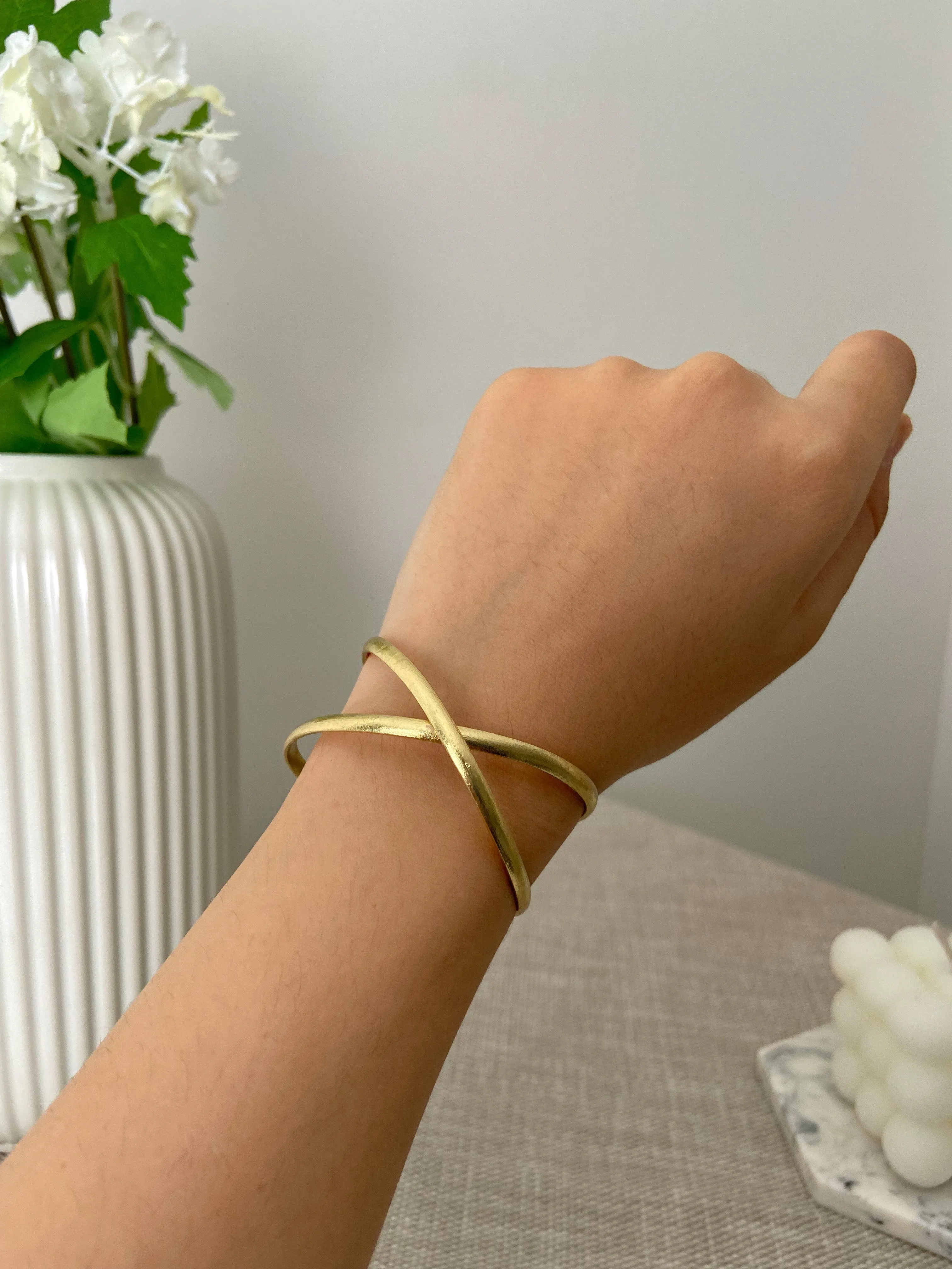 Twisty Adjustable Brass Bracelet (Anti Tarnish)