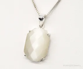 Vintage Art Deco Style Mother of Pearl Sterling Silver Necklace