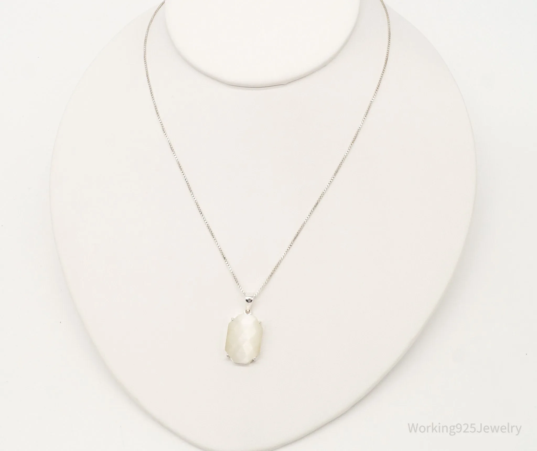 Vintage Art Deco Style Mother of Pearl Sterling Silver Necklace