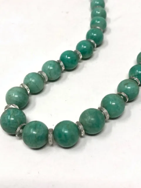 Vintage Green Jade Crystal Beaded Necklace