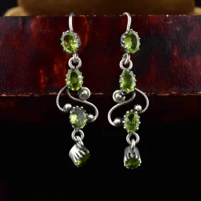 Vintage Silver Victorian Style Peridot Earrings