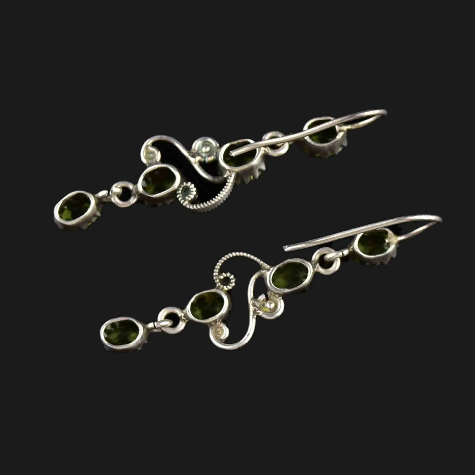 Vintage Silver Victorian Style Peridot Earrings