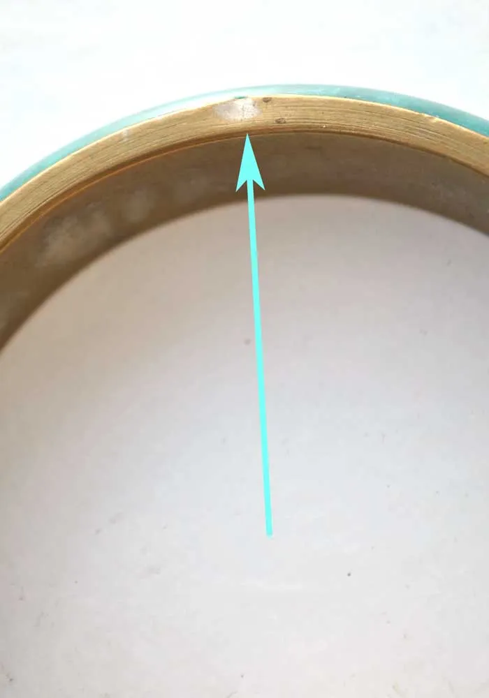 Vintage Turquoise Pearlescent Resin and Brass Bangle • Brass Bracelet