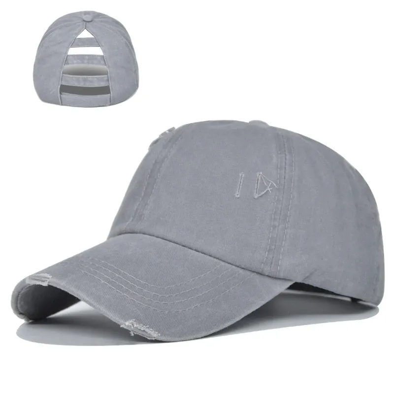 Washed Hole Baseball Cap Spring Solid Sunhat Men Women Summer Cotton Snapback Caps Hip Hop Fishing Hat Retro Ponytail Visor