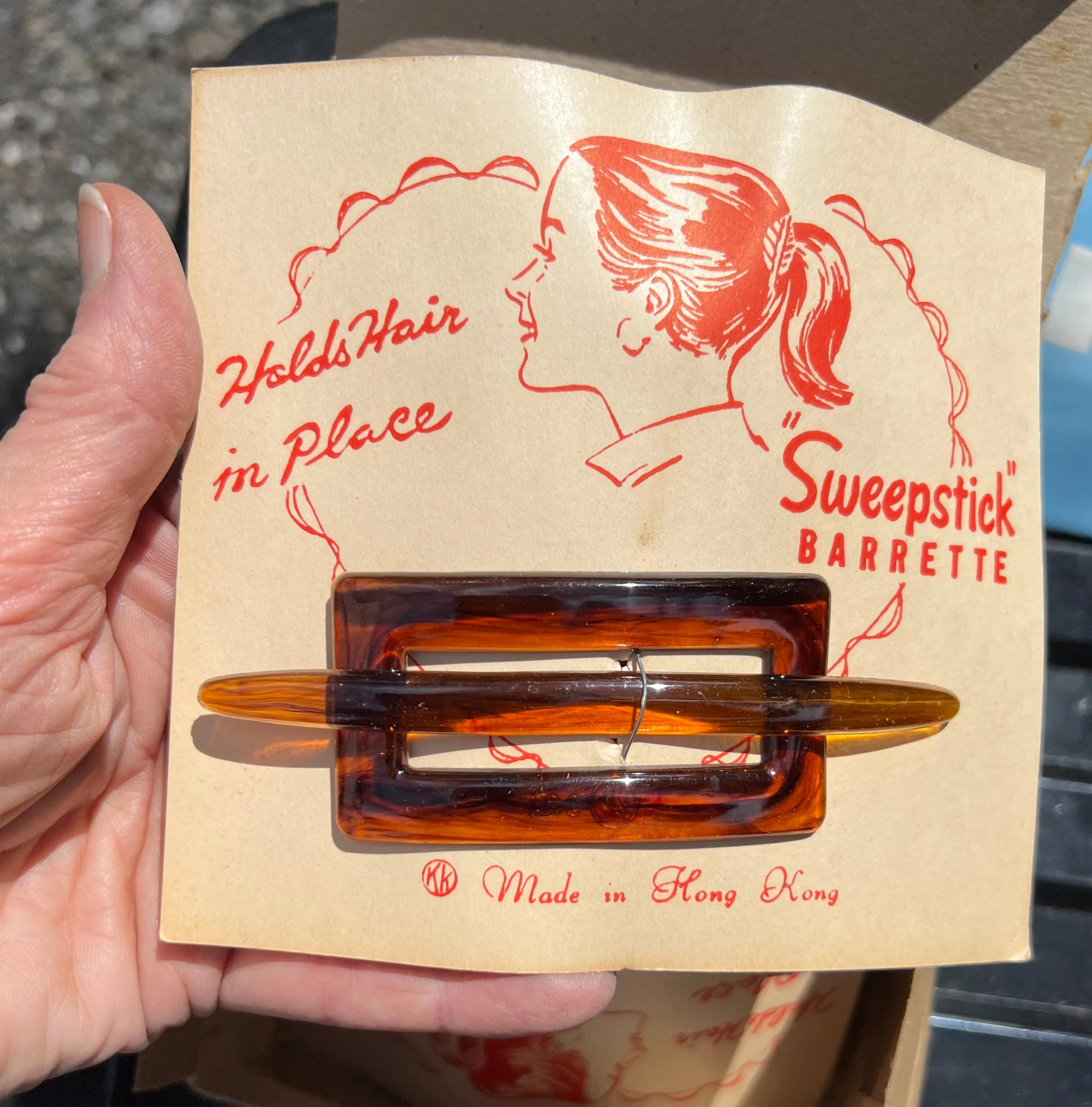 Wholesale Box of 12 Vintage Tortoiseshell "Sweepstick" Barrettes