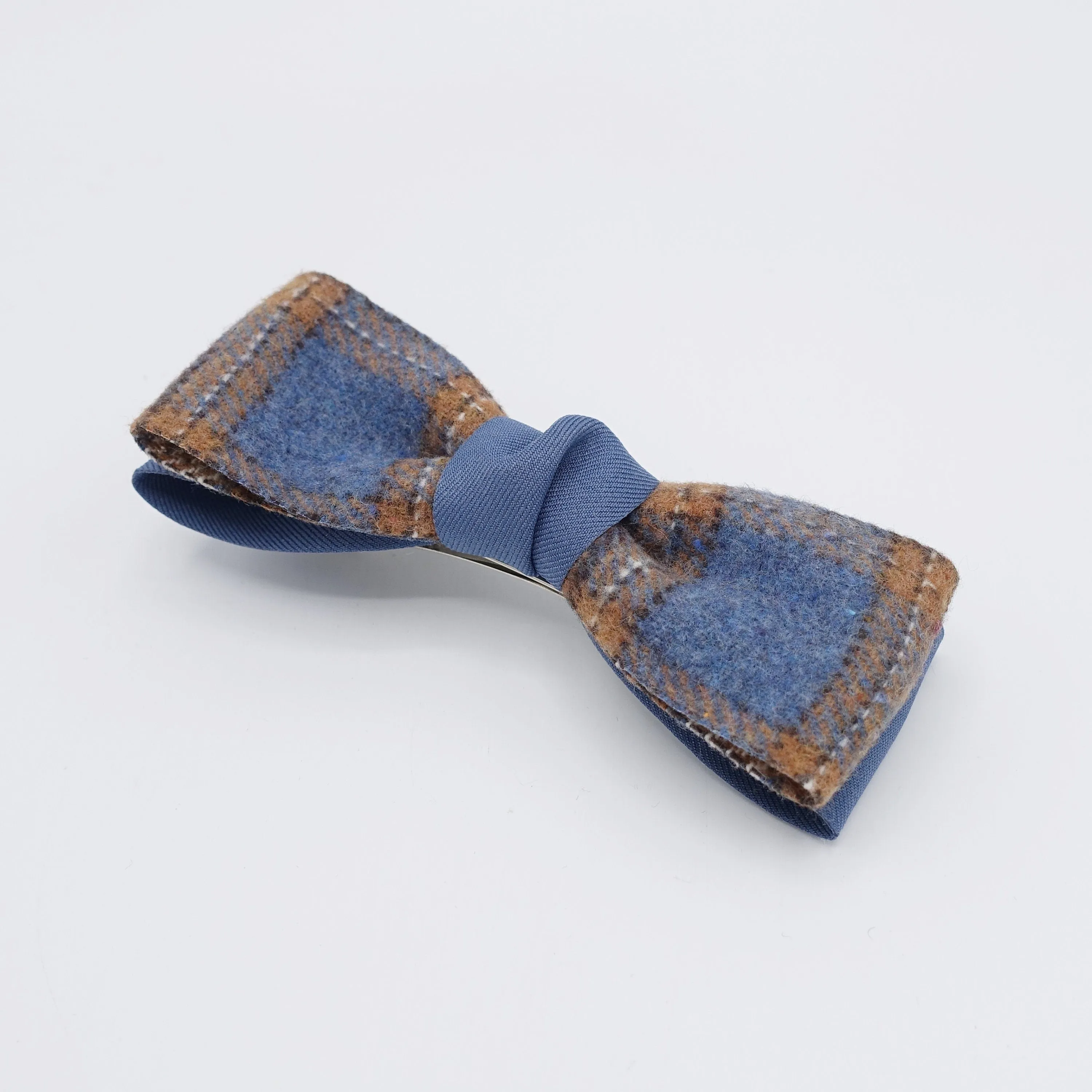 woolen hair bow, plaid check bow, Fall Winter hair bow for women