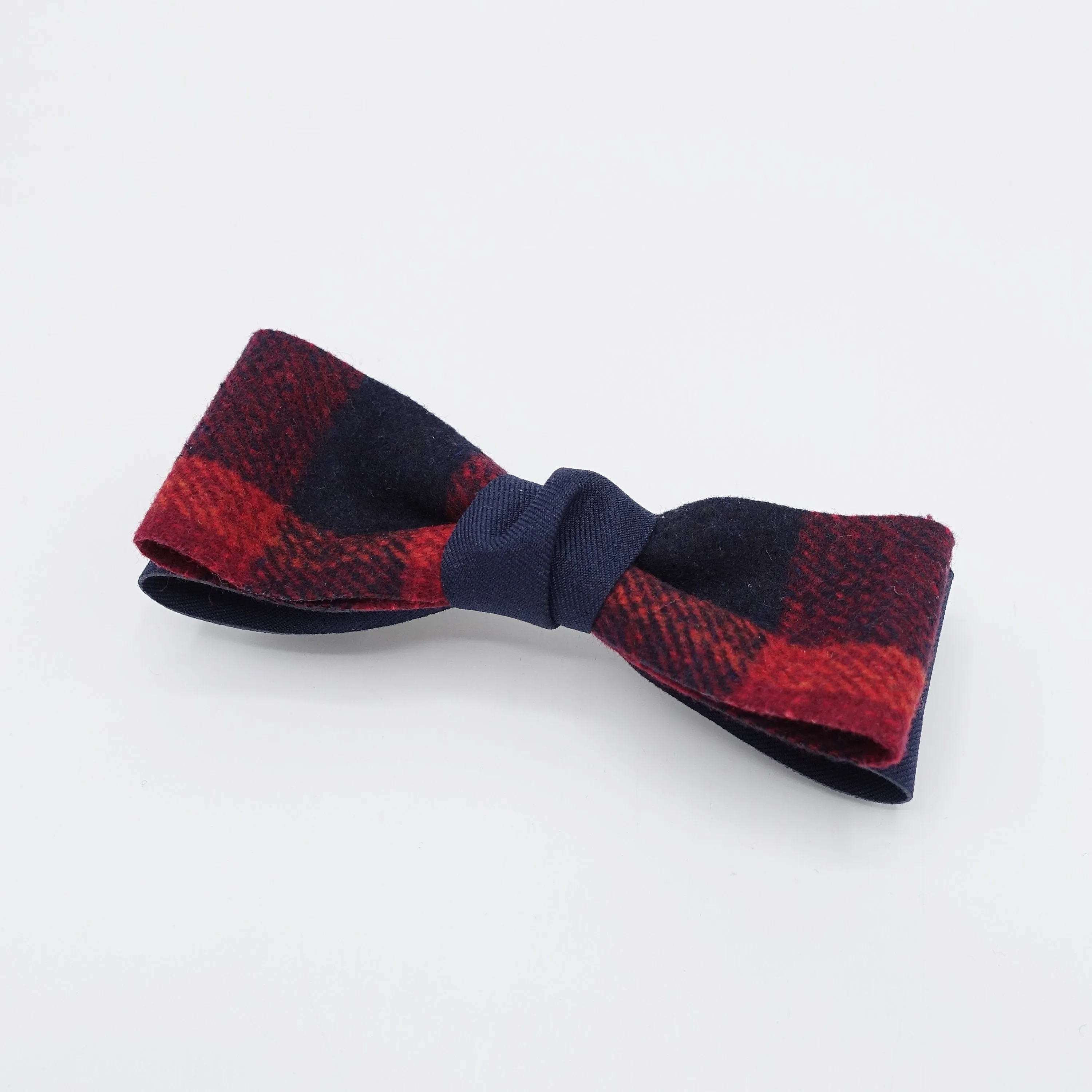woolen hair bow, plaid check bow, Fall Winter hair bow for women