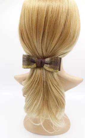 woolen hair bow, plaid check bow, Fall Winter hair bow for women