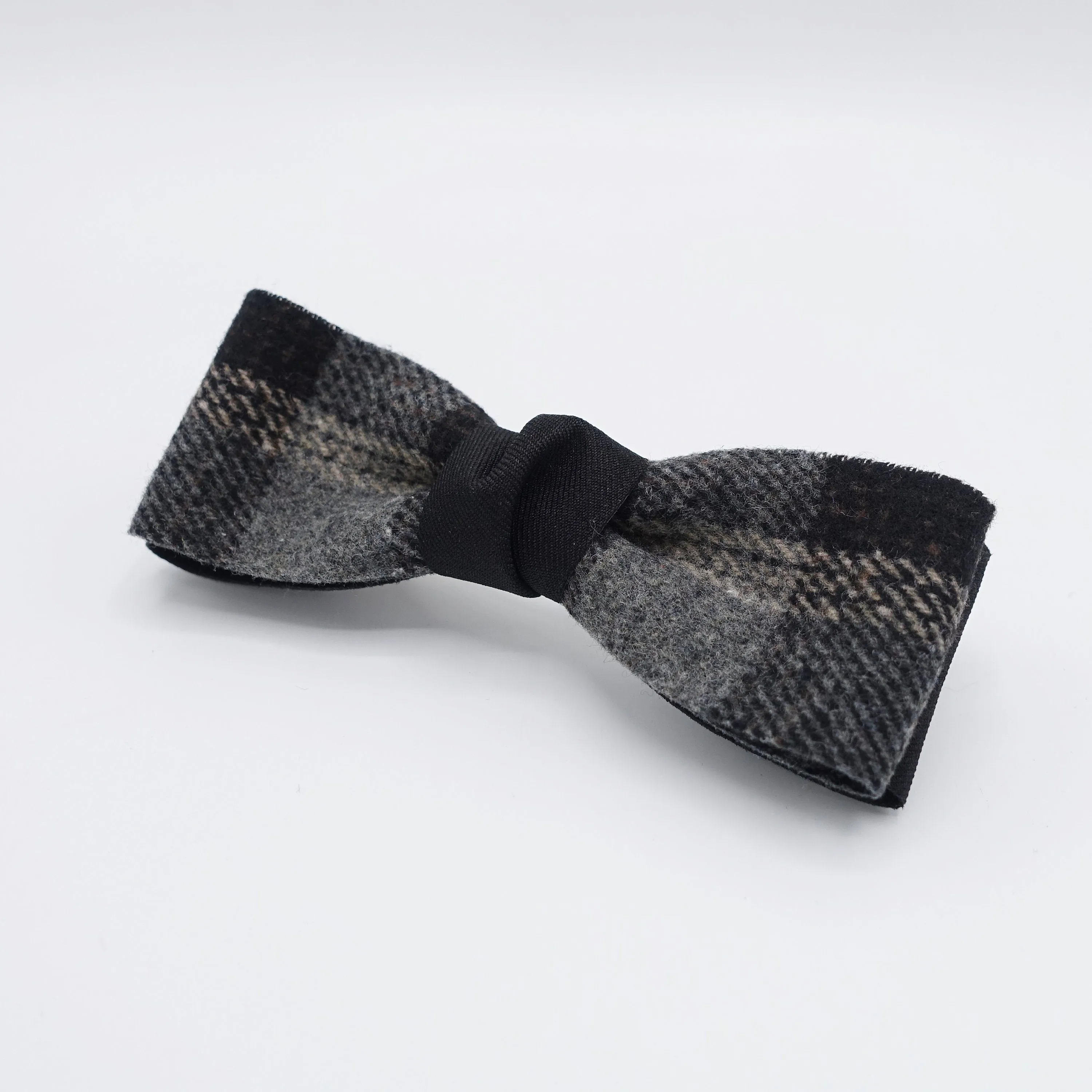 woolen hair bow, plaid check bow, Fall Winter hair bow for women