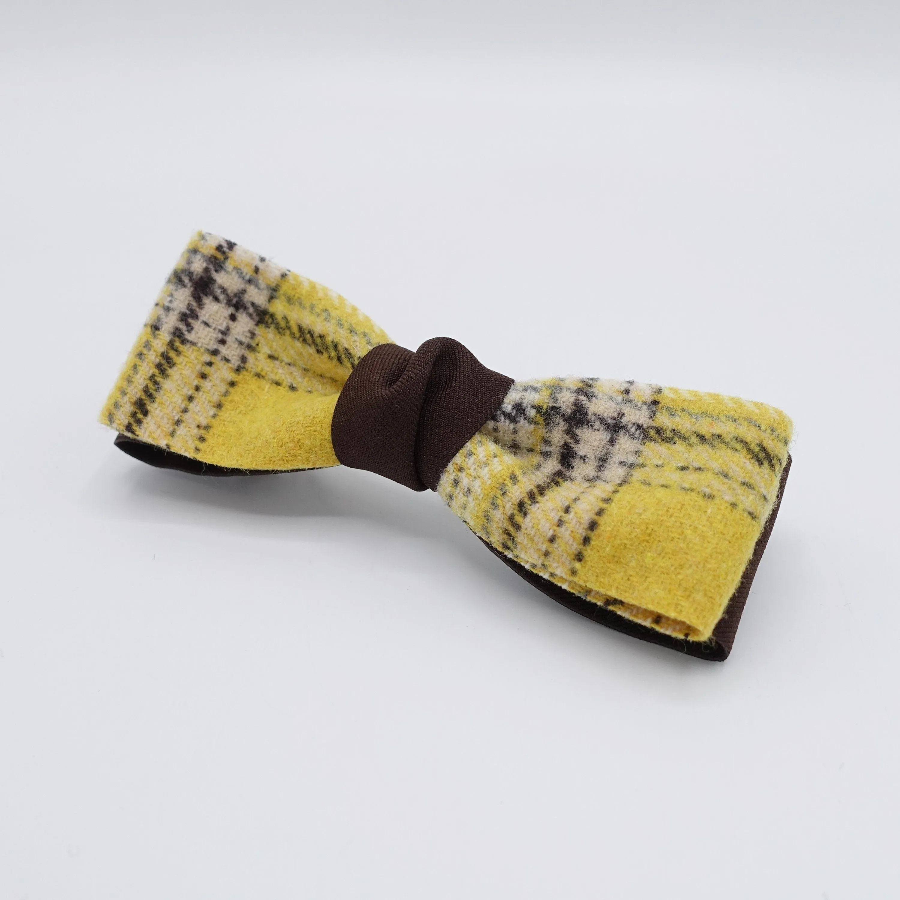 woolen hair bow, plaid check bow, Fall Winter hair bow for women