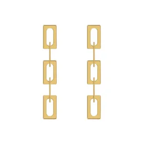 Yellow Chimes Earrings for Women and Girls Fashion Golden Dangler | Western Style Geometric Interlinked Chain Long Danglers Earrings | Birthday Gift for Girls & Women Anniversary Gift for Wife