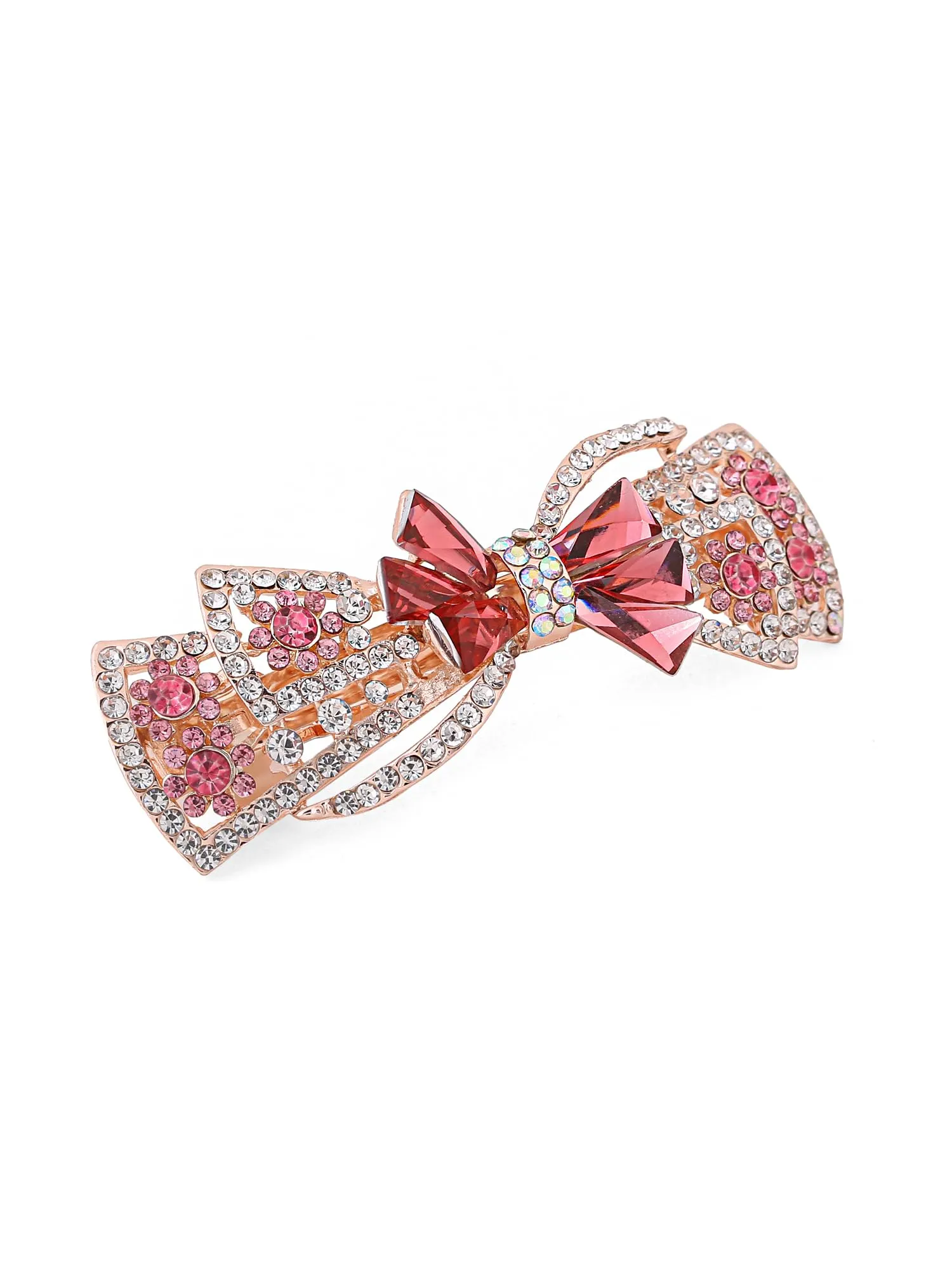 Yellow Chimes Hair Clips for Women Girls Barrette Hair Clips for Women Hair Accessories for Women Bow Shaped Clips for Women Red Crystal French Barrette Hair Clips for Women and Girls Gifts